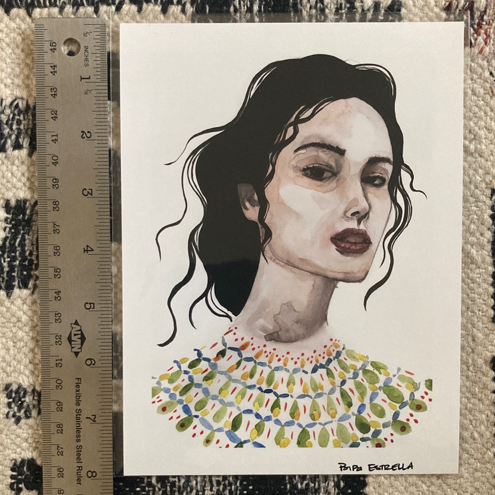 Artistic Portrait Print with Colorful Details